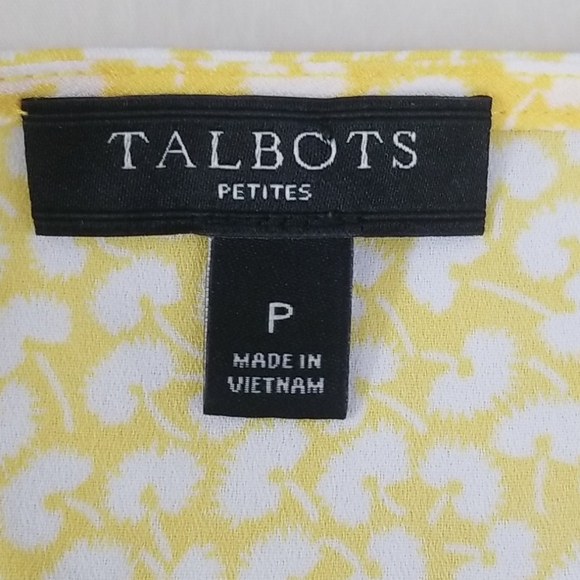 🎉HP🎉Talbots Yellow and White Printed Top - Picture 5 of 7